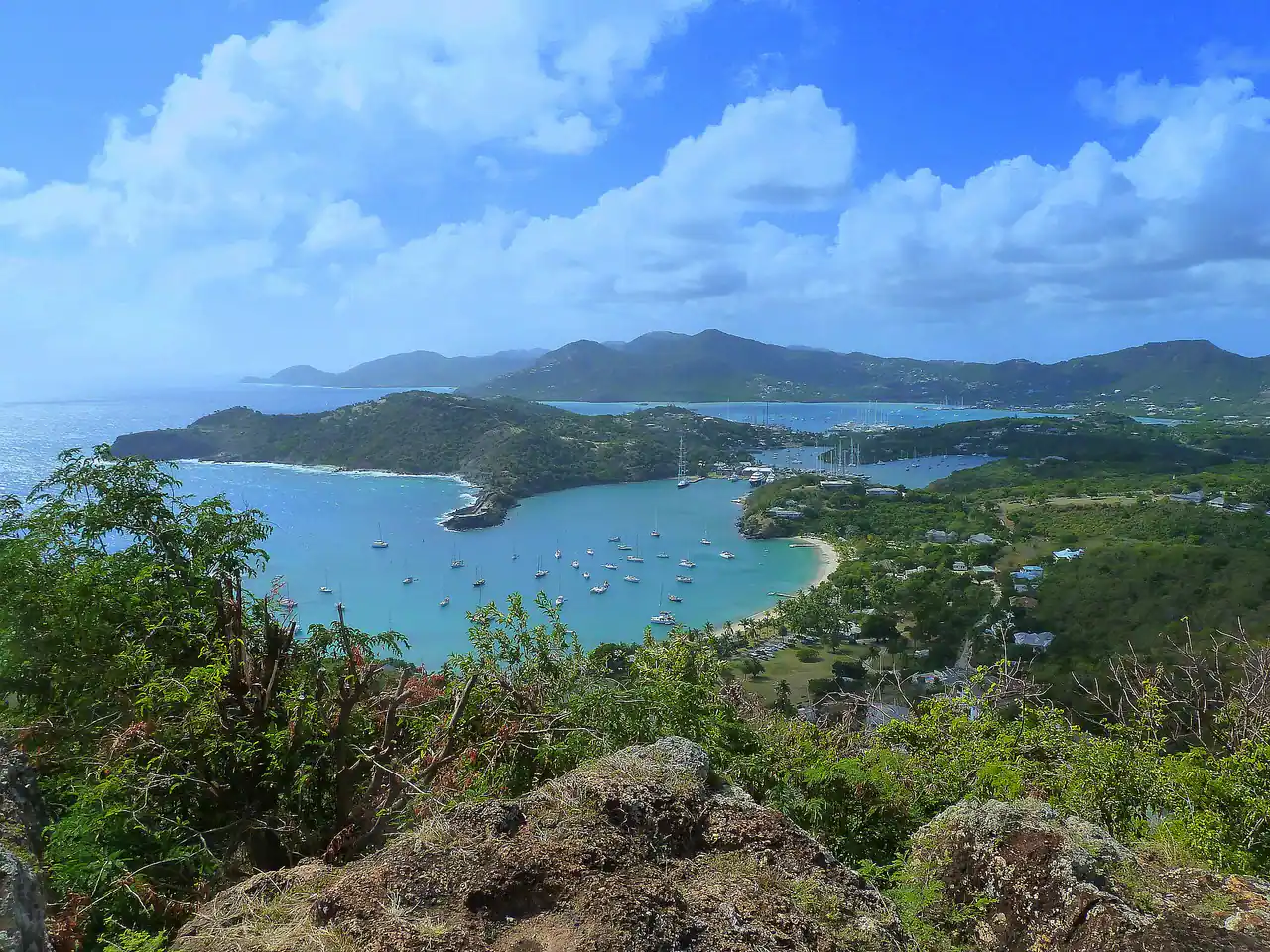Antigua - View from Shirley Heights - English Harbor - Falmouth Harbor - Galleon Beach