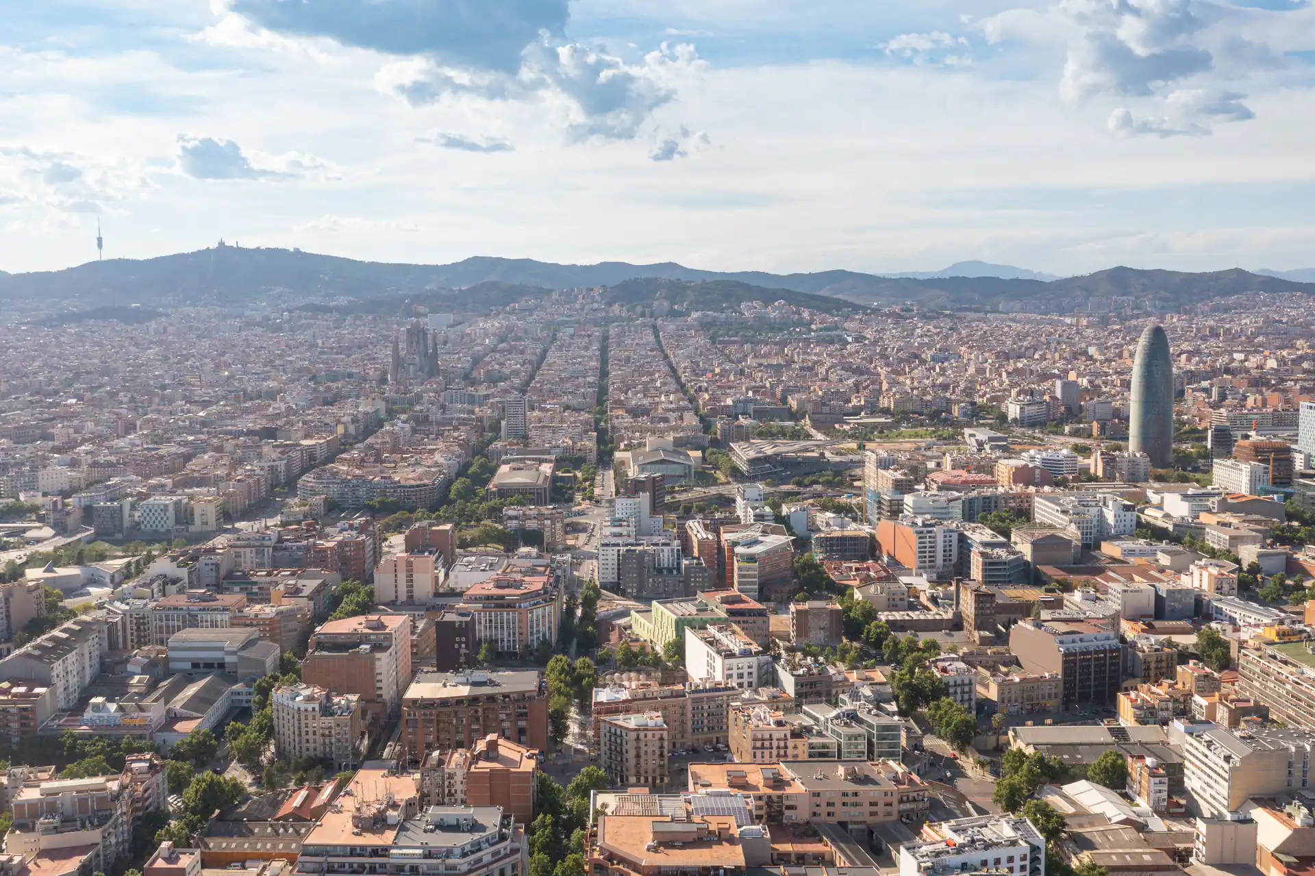 Aerial view of La Sagrada Familia, Barcelona, Spain