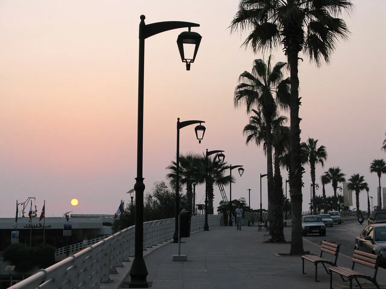 Corniche Beirut at sunset, seaside promenade, Beirut, Lebanon