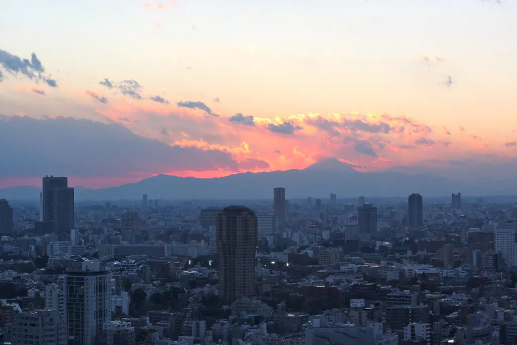 Mt. Fuji sunset from Tokyo Tower